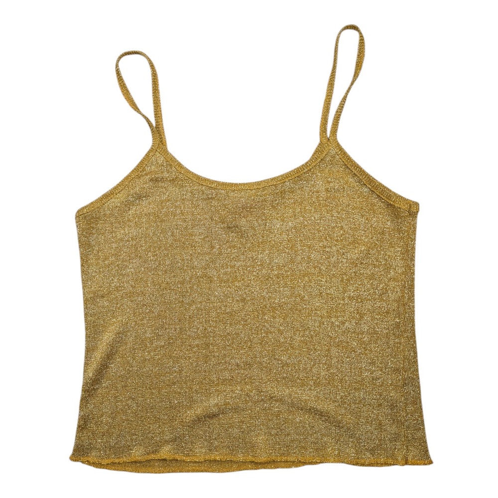 Vintage Crop Top Women Size Medium Gold Sparkle Fairy 90s Y2K Festival Funky